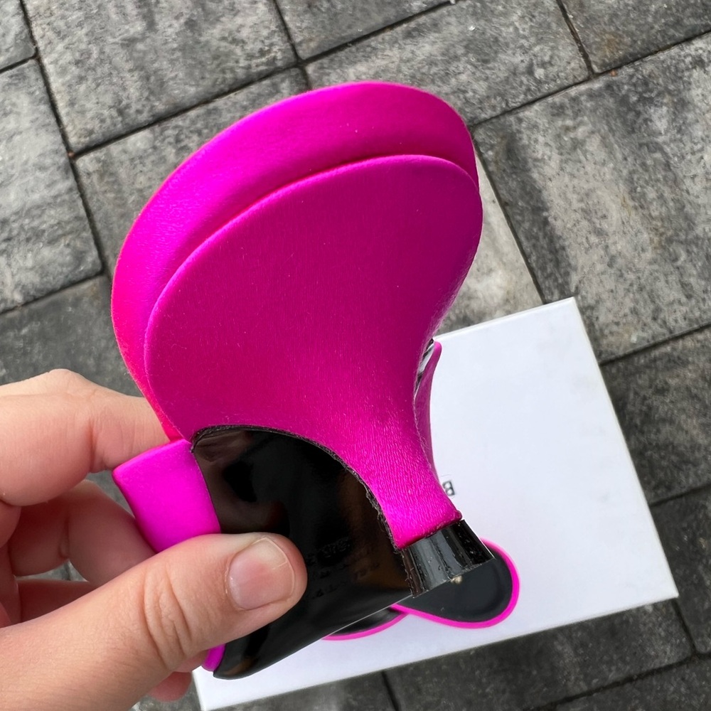 BALENCIAGA Knife Bow Satin Fuchsia Mules - Size 38.5 - NEW - Picture 14 of 17